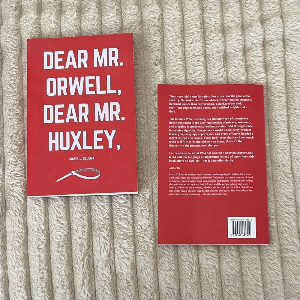 Red Book 'Dear Mr. Orwell, Dear Mr. Huxley' brand new, directly from the author
